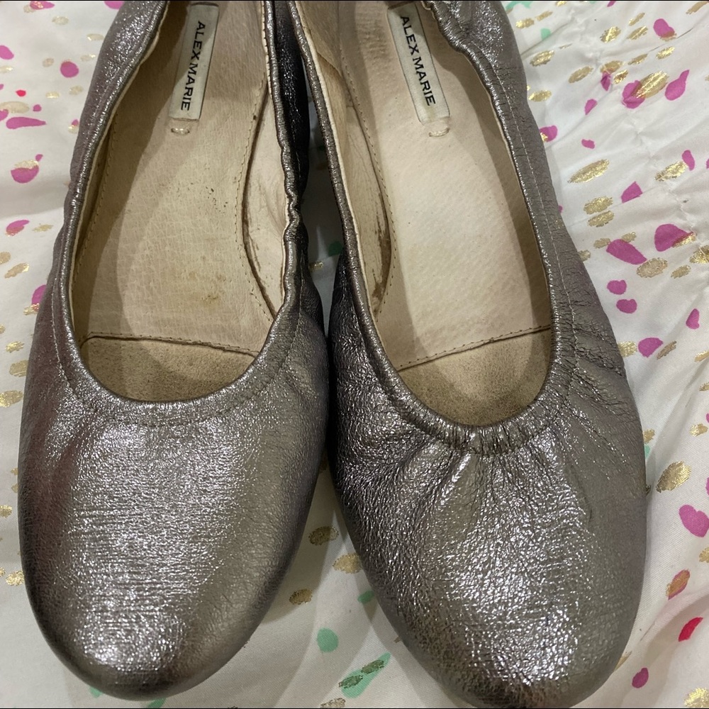 Pewter all leather flats size 5 women’s or size 3.5 Girls